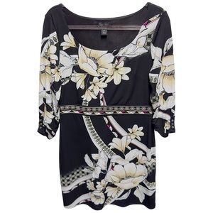 WHBM Liquid Ponte Knit Floral Paisley Mosaic Mini Dress